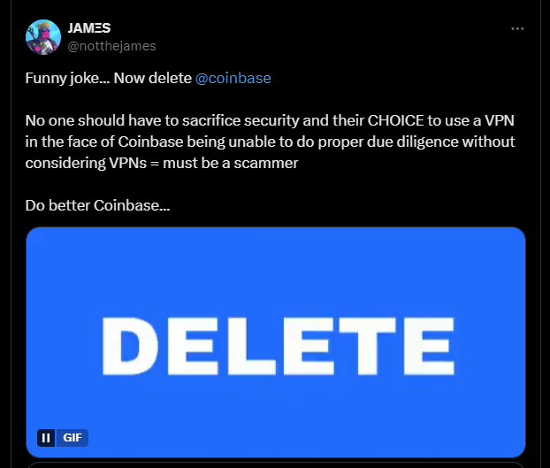 Coinbase demande aux utilisateurs d'arrêter d'utiliser les VPN et les bloqueurs de publicités Coinbase demande aux utilisateurs d'arrêter d'utiliser les VPN et les bloqueurs de publicités