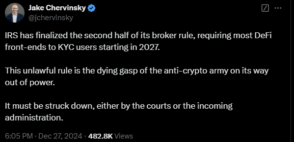 Des groupes industriels poursuivent l'IRS pour de nouvelles « règles de courtage » KYC pour les « services frontaux DeFi »