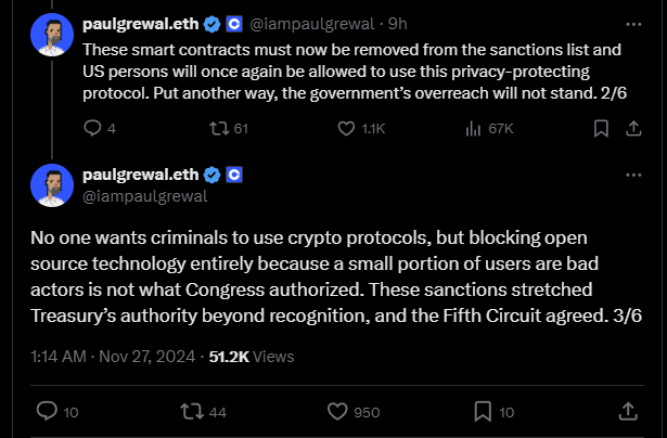 La Cour d'appel américaine annule les sanctions contre Tornado Cash