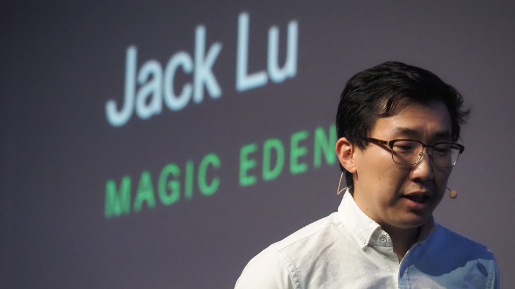Le largage de jetons de 5 milliards de dollars de Magic Eden soulève des questions sur la sécurité du portefeuille cryptographique Magic Eden CEO Jack Lu at Solana Breakpoint 2022. (Danny Nelson/CoinDesk)