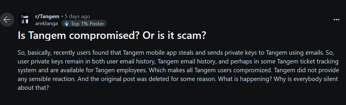 Multicoin Wallet Tangem corrige un bug exposant les clés privées des utilisateurs