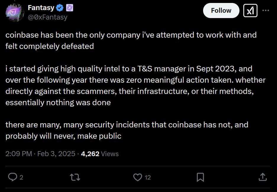 Les utilisateurs de Coinbase perdent plus de 300 millions de dollars par an aux escroqueries en génie social - Zachxbt