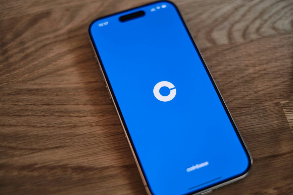 Coinbase app opening screen on mobile phone