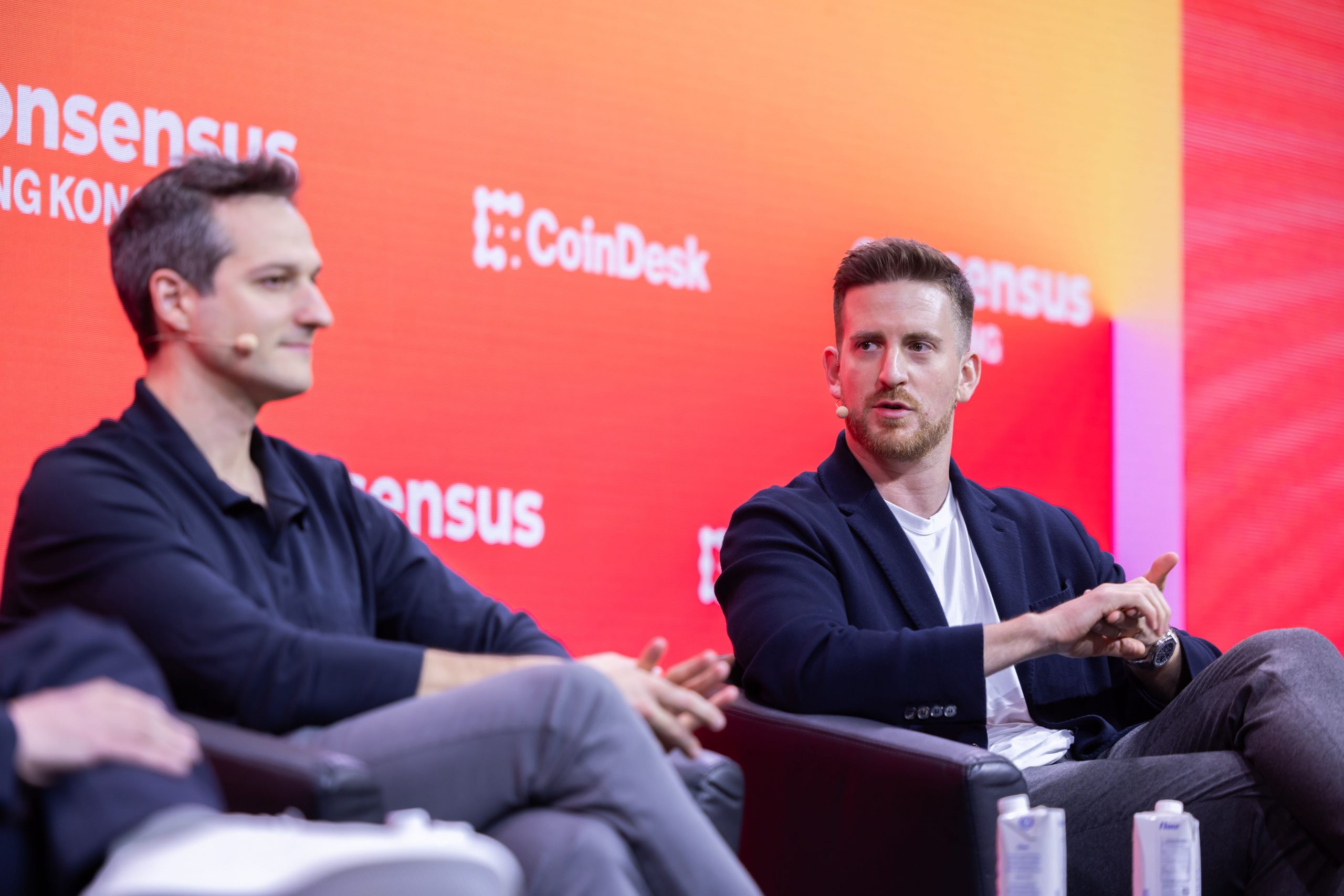 John Patrick Mullin, CEO & Co-Founder of MANTRA, and Richard Widmann, Global Head of Crypto Strategy at Google Cloud, speak at Consensus Hong Kong 2025 by CoinDesk. (CoinDesk/Personae Digital)