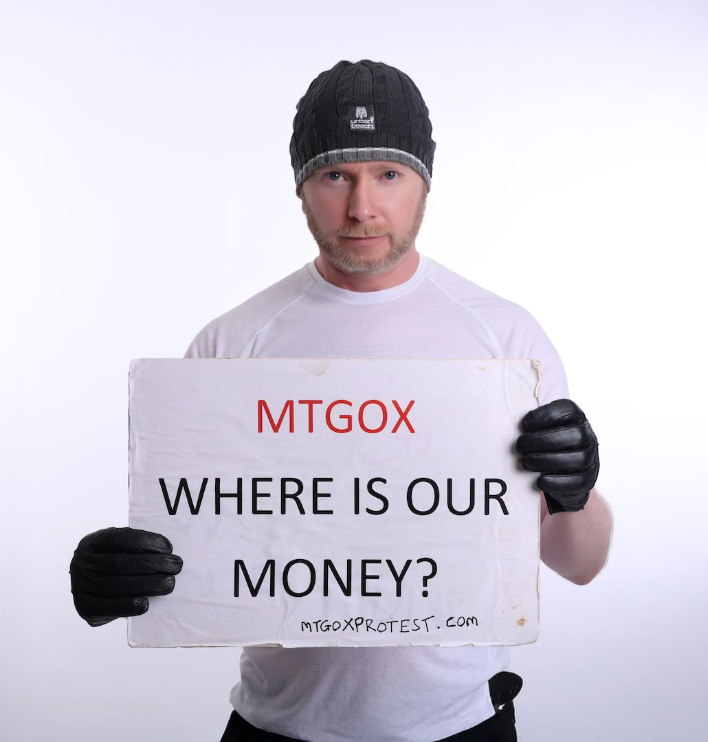 Mt. Gox bitcoin protest in 2014 (CoinDesk)