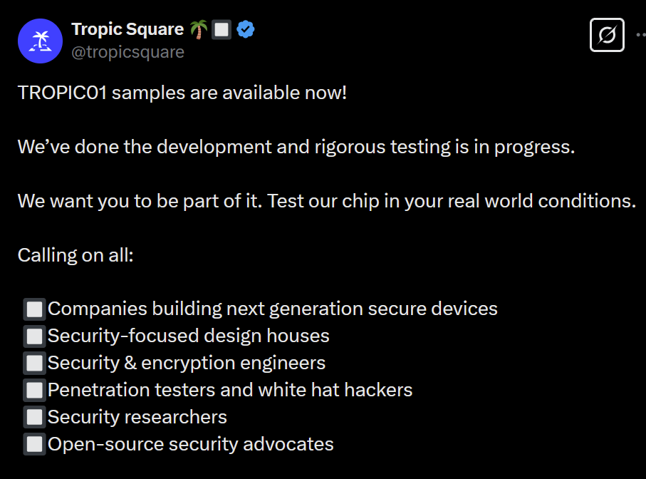 Tropic Square Tropic01: Architecture ouverte, élément sécurisé RISC-V à l'épreuve