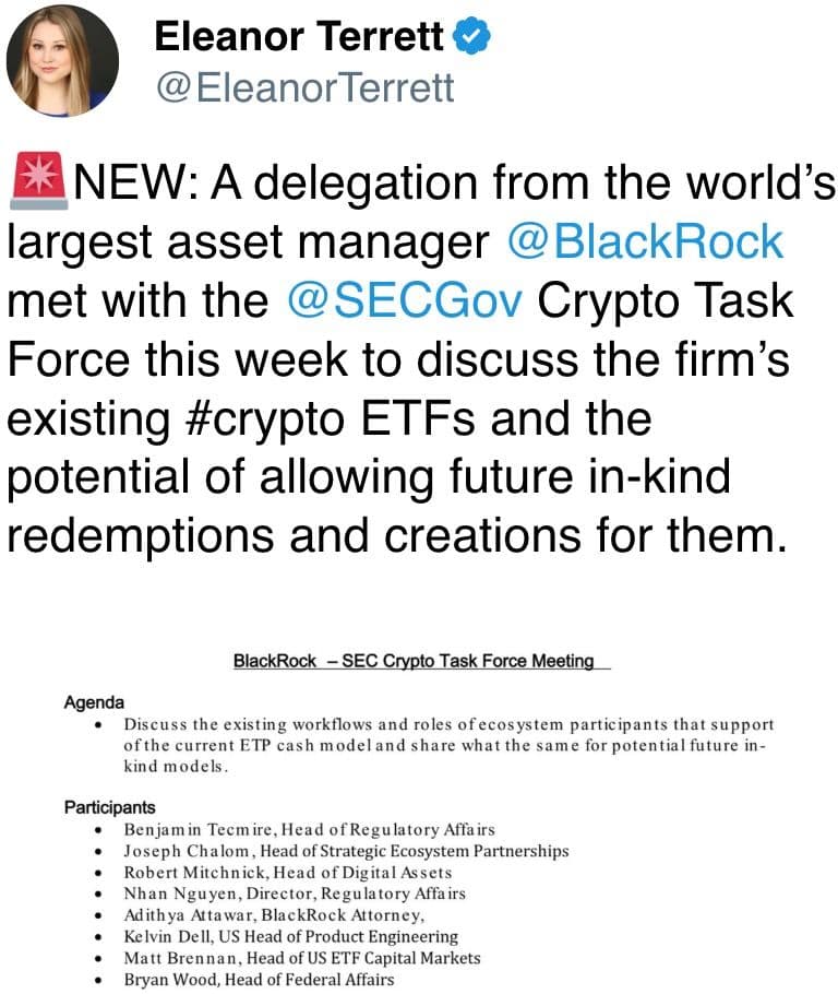 BTC inverse le gain de prix alors que la Chine augmente les représailles tarifaires La délégation de BlackRock a rencontré SEC