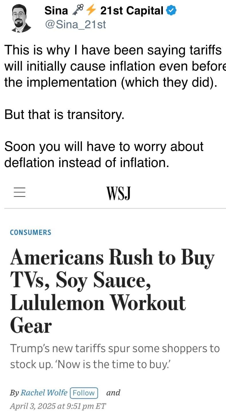 BTC inverse le gain de prix alors que la Chine augmente les représailles tarifaires Bientôt, vous devrez vous soucier de la déflation au lieu de l'inflation.