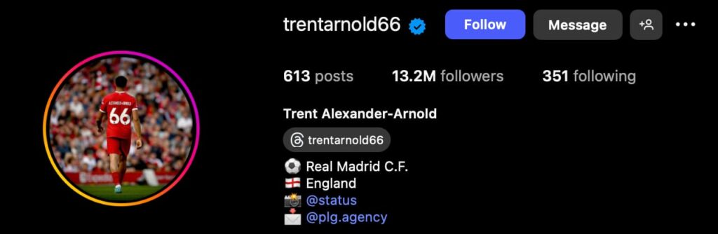 Instagram de Trent Alexander-Arnold explose après avoir rejoint le Real Madrid Instagram de Trent Alexander Arnold explose apres avoir rejoint le Real