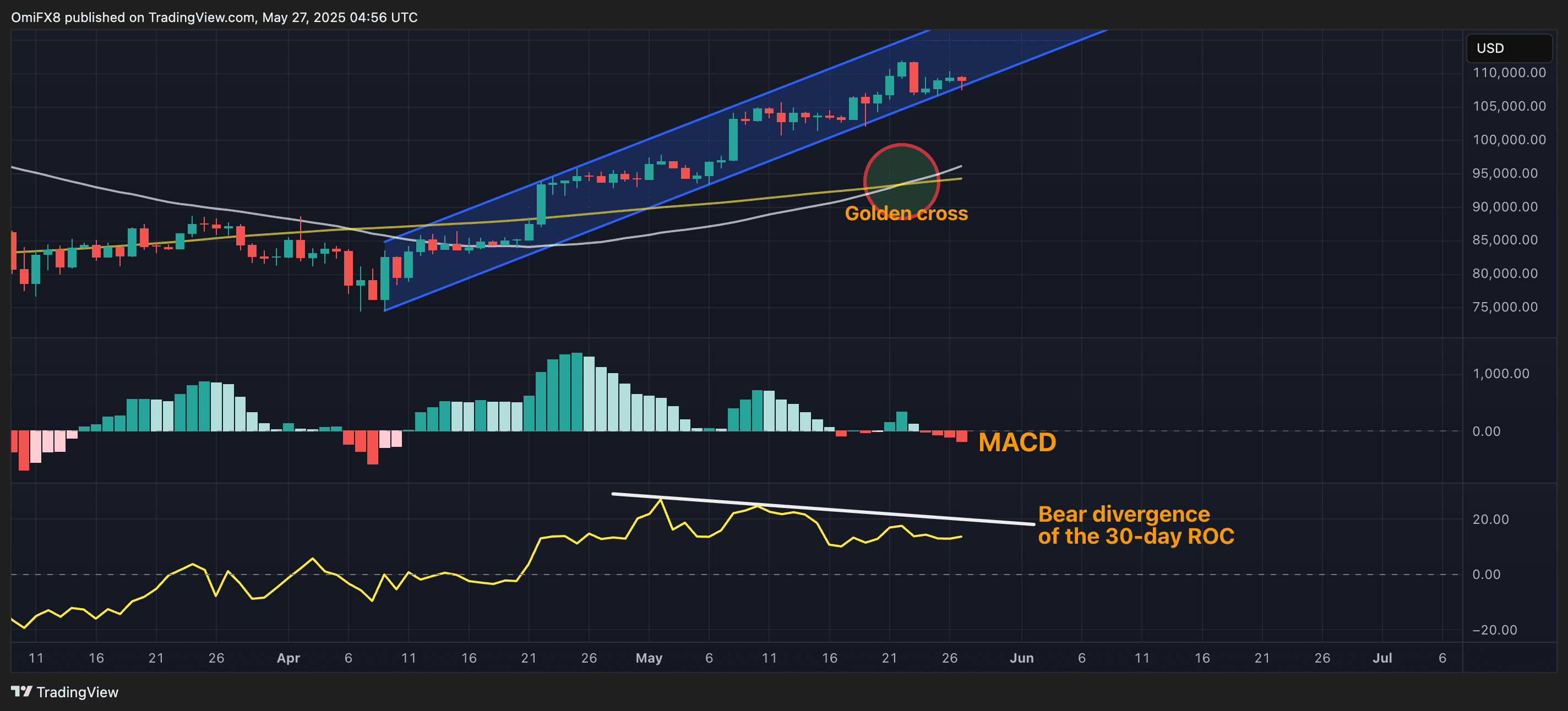 Graphique quotidien de la BTC. (TradingView / Coindesk)