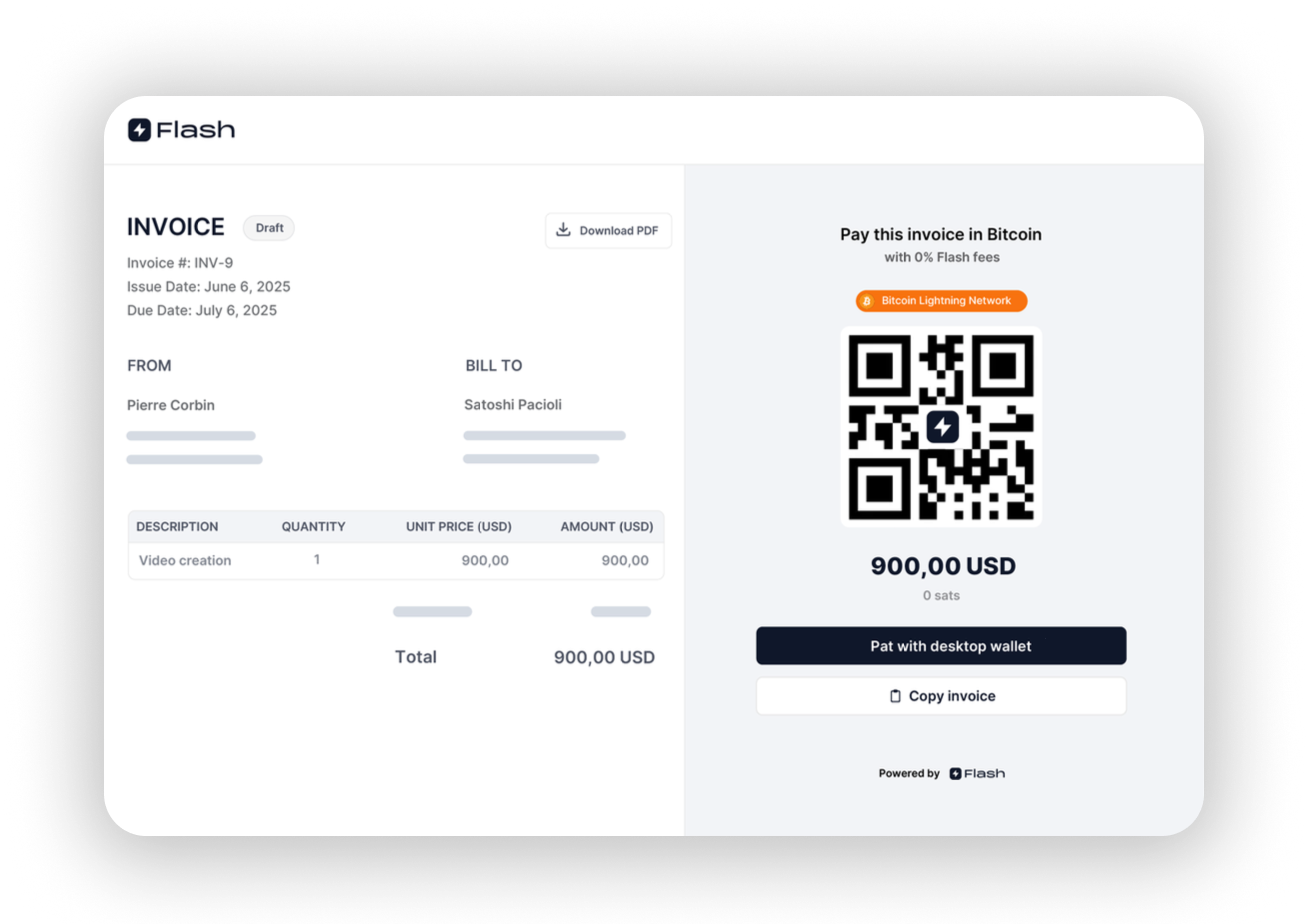 Flash publie un outil de facturation Bitcoin gratuit sans frais, KYC ou garde 1 Projet de facture