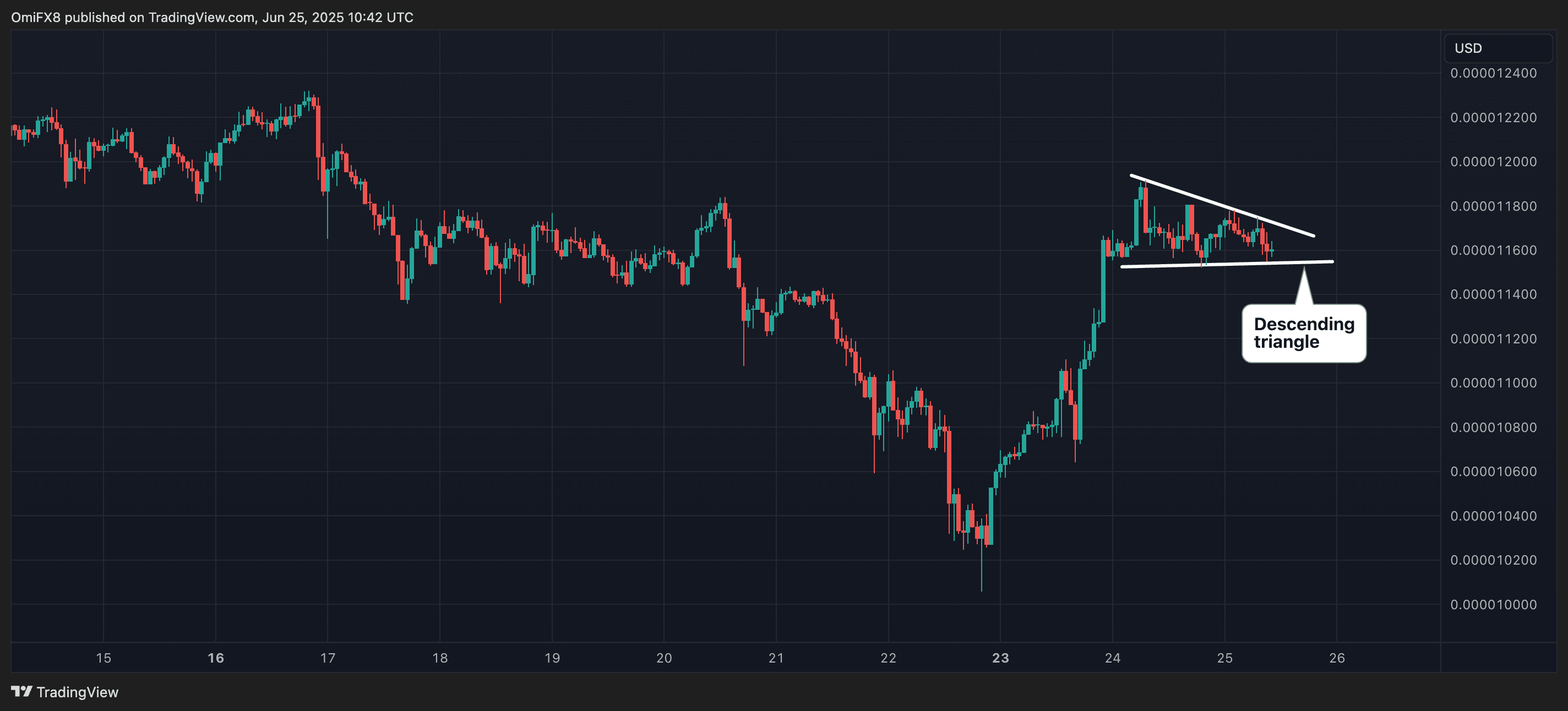 Shib's Hourly Prix That. (TradingView / Coindesk)