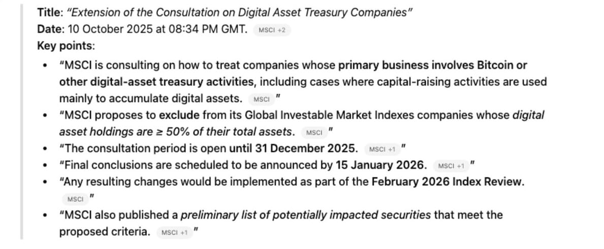 La stratégie contrecarre MSCI FUD liée au crash du Bitcoin du 10 octobre La strategie contrecarre MSCI FUD liee au crash du Bitcoin