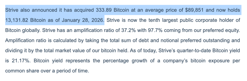 Strive ($ASST) utilise les actions SATA pour rembourser l'essentiel de la dette de Semler et ajoute Bitcoin au bilan 1 aspirer